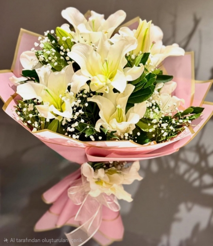 Beyaz Lilyum Buketi 